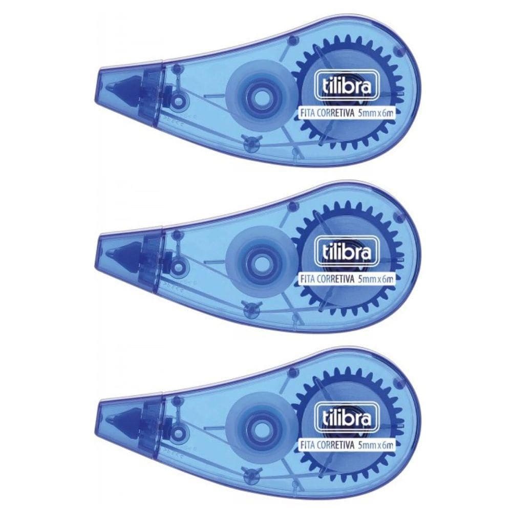 Kit Fita Corretiva Azul Tilibra - 6mx5mm C- 3 Unidades