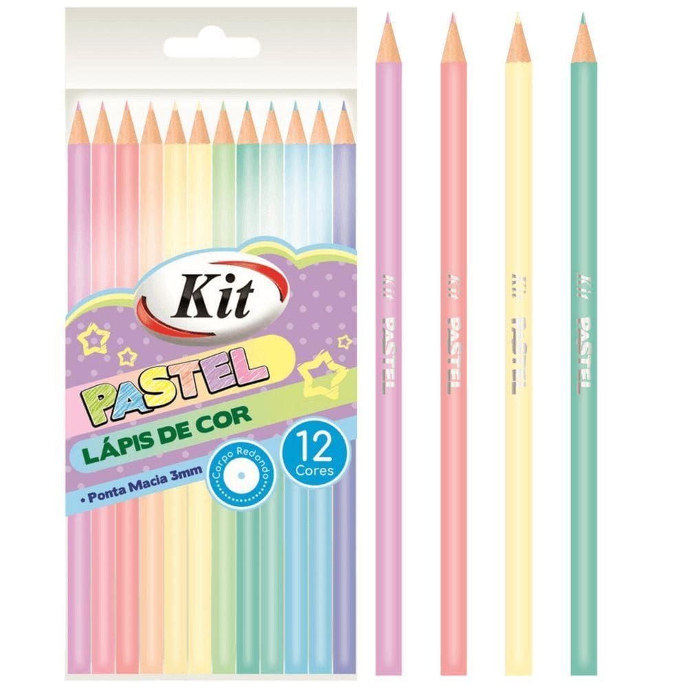 Lápis De Cor Tons Pastel Kit - 12 Cores