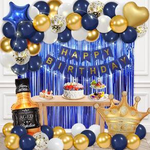 Conjunto de decorações de aniversário MSMANCY azul marinho 53 unidades para adultos