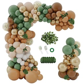 Kit de guirlanda de balões IlaFM 142 unidades, verde sálvia, marrom, selva