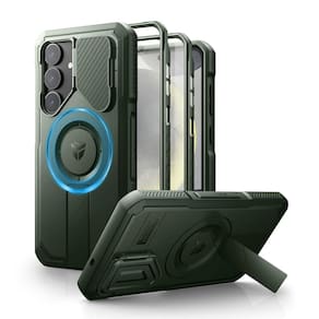 Capa Dexnor para Samsung Galaxy S25 Plus com capa de câmera verde militar