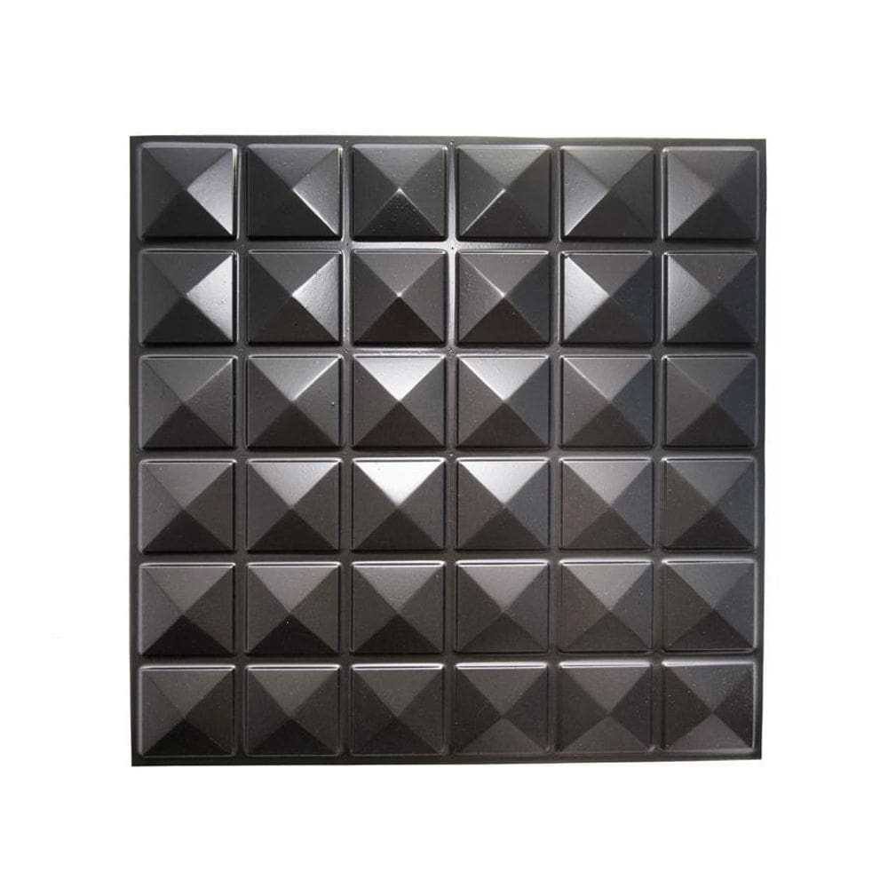 Kit 50 Placas Revestimento Parede Pvc Relevo Piramide Preto