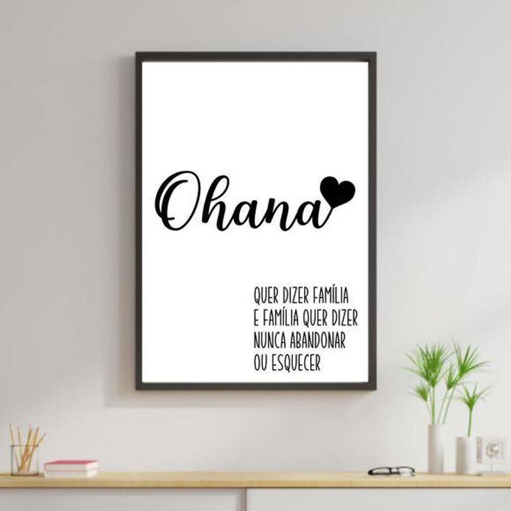 Quadro Ohana - Quer Dizer Família 24X18Cm
