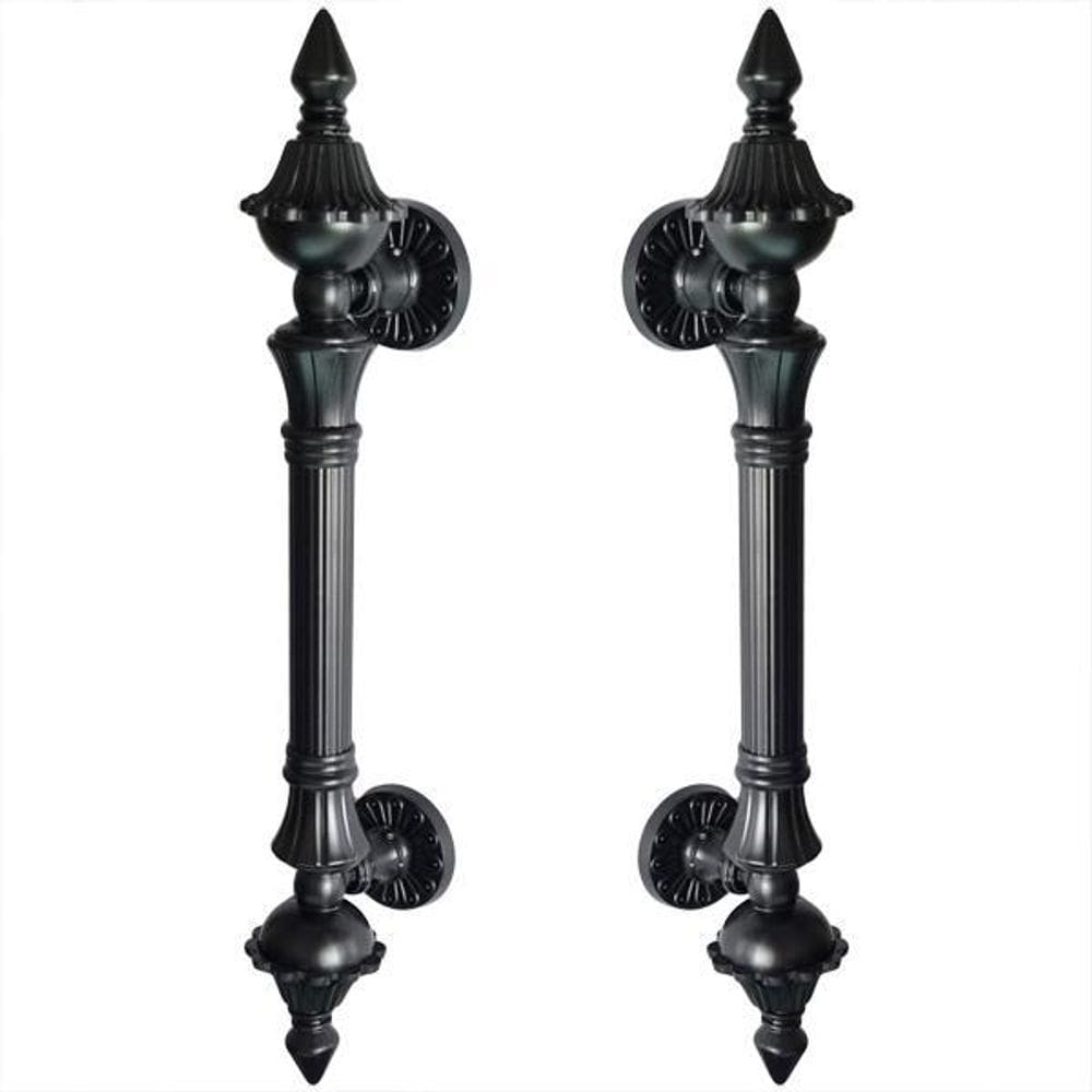 Puxador Duplo 335mm Preto Fosco Porta Pivotante