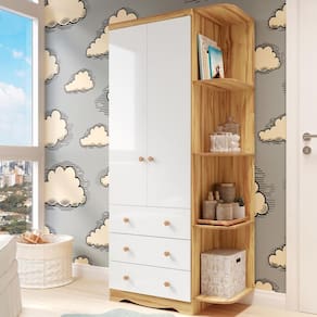 Guarda Roupa Infantil 2 Portas 3 Gavetas MDF Smim New Móveis Peroba