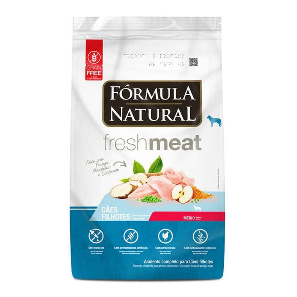 Ração Cães Filhotes Porte Médio Fórmula Nat Fresh Meat 2,5Kg