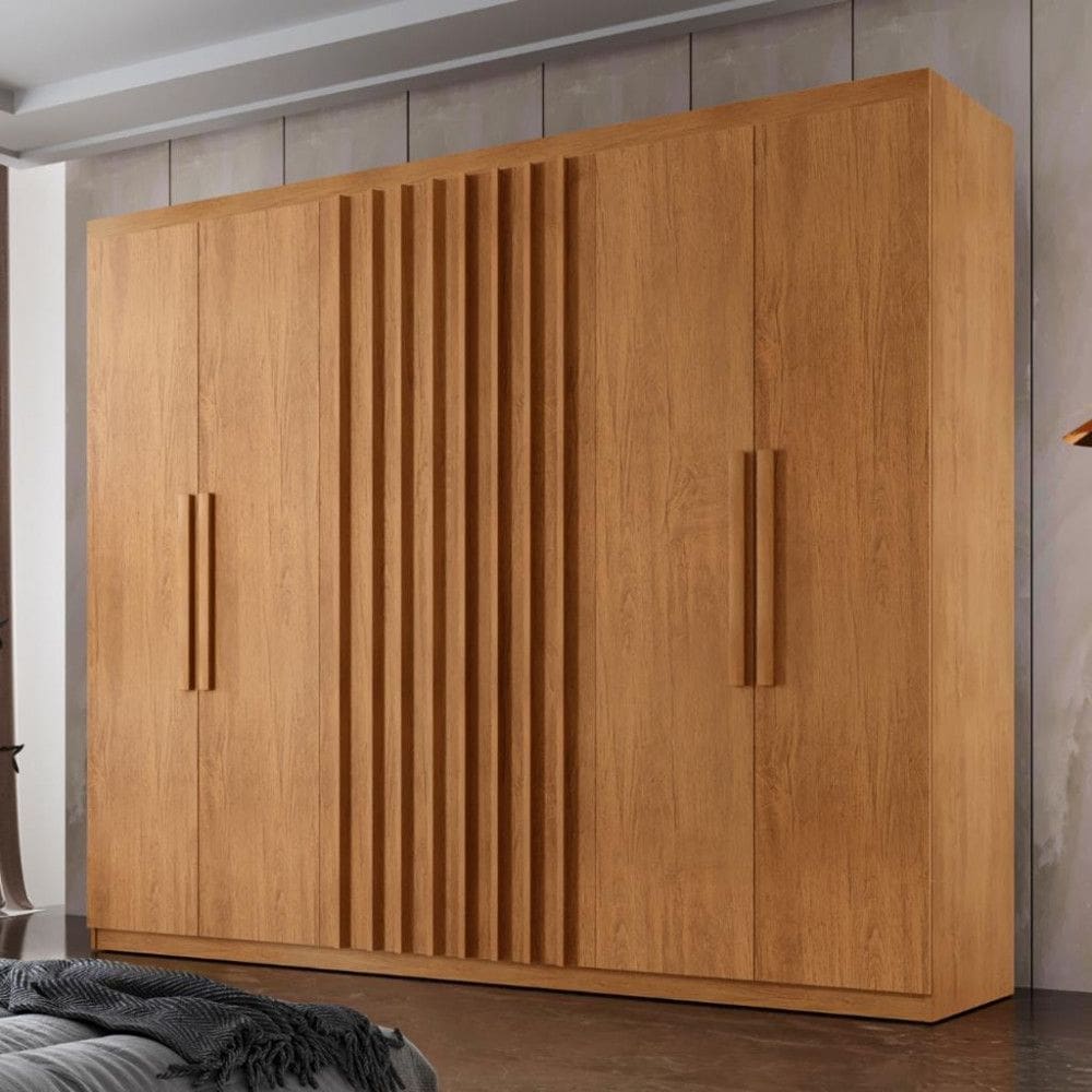 Guarda Roupa Casal Ripado 6 Portas 100 MDF Cairo Rufato