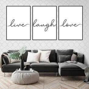 Kit 3 Quadros Live, Laugh, Love 24X18Cm