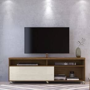 Rack para TV até 65 Polegadas 2 Portas de Correr com Rodízios Cross Frizz Madetec