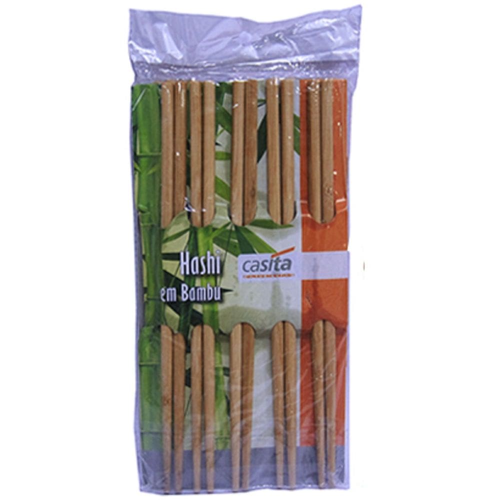 Jogo De Hashi Palito De Bambu Liso Com 10 Pares De 24cm