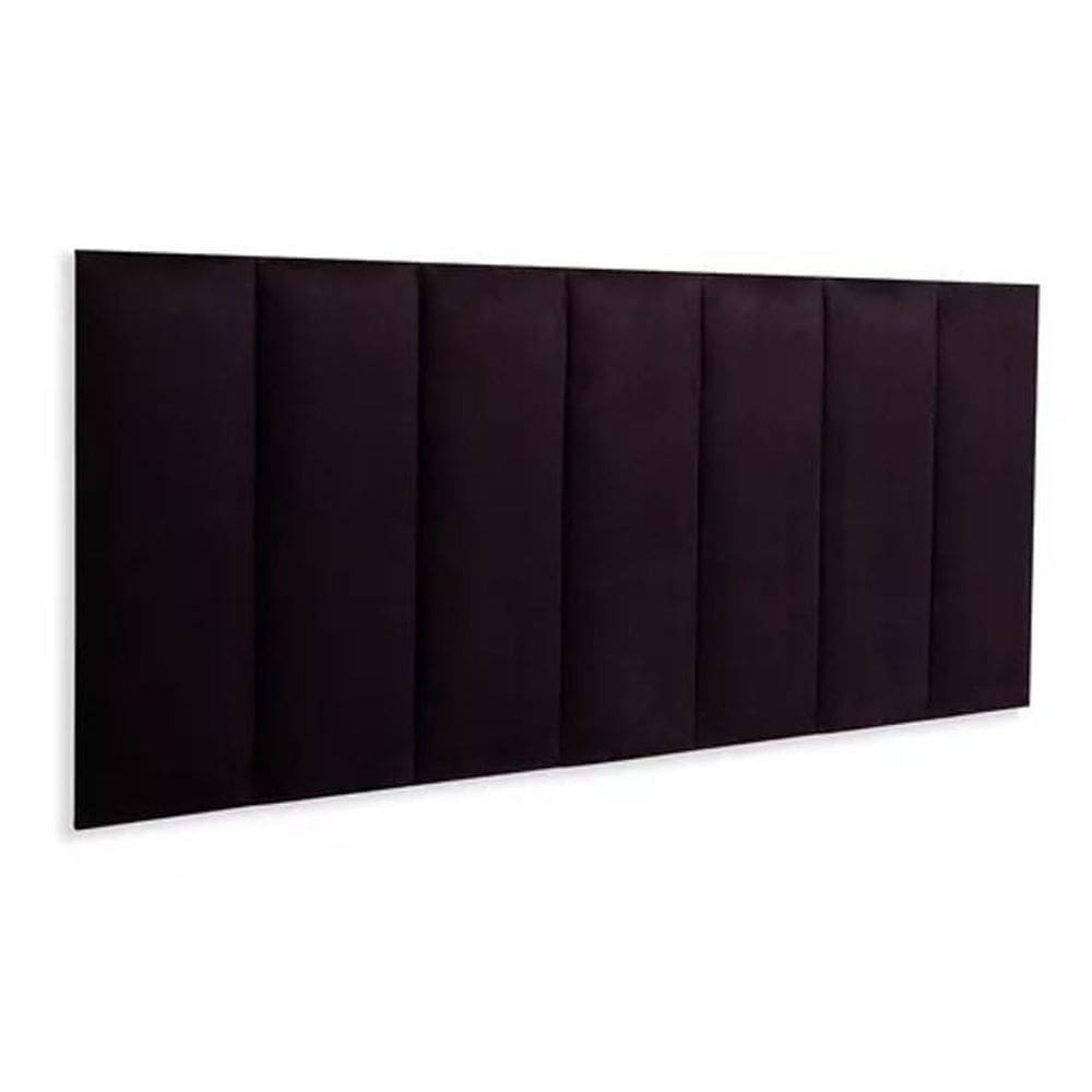 Kit 7 Módulos Placas De Cabeceira Estofada Casal Preto