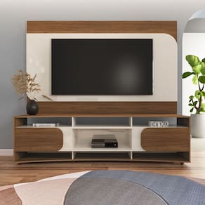 Rack com Painel p/ TV até 86" com 2 Portas Cedro/Off White Elegance - Artely