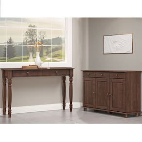 Conjunto Sala: Balcão 3 Portas 3 Gavetas e Aparador 2 Gavetas Rubi Café Madeira Pinus - Finestra
