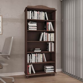 Estante para Livros com 5 Prateleiras Rubi Café Madeira Pinus - Finestra