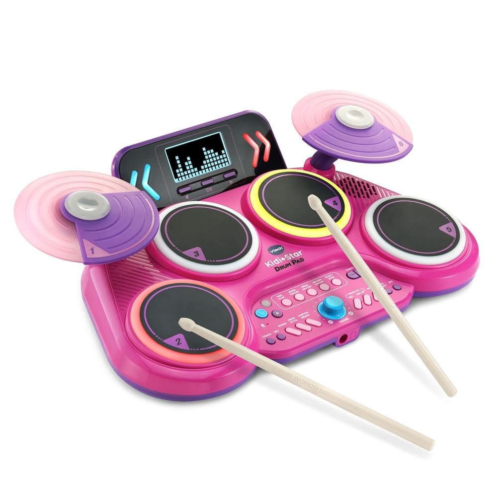 Drum Pad VTech Kidi Star Pink com 20 sons em estilo de bateria