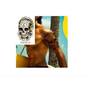 Tatuagem Temporária Dark Delicada Com 20 Cm Caveira Som