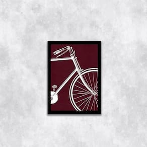 Quadro Desenho Bicicleta Fundo Vinho 24X18Cm 002