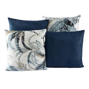 Kit 4 Almofadas Jacquard Decorativas 40X40 Azul Escuro - 001
