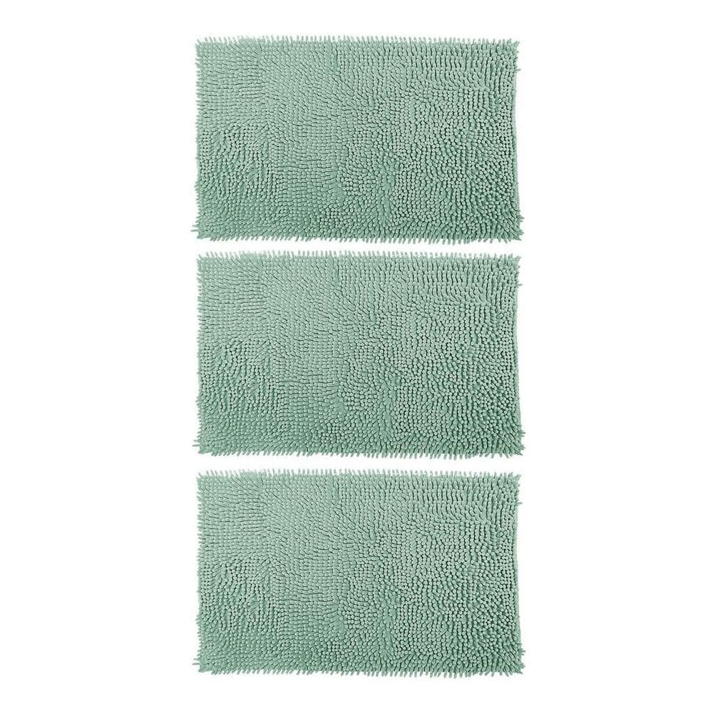 3 Tapetes De Banheiro Microfibra Bolinha 58X38Cm Verde-Água