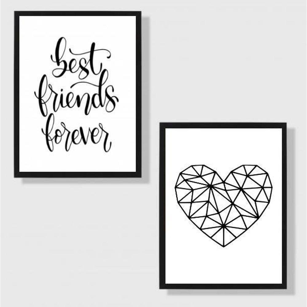 Kit 2 Quadros Best Friends Forever 45X34Cm Moldura Preta