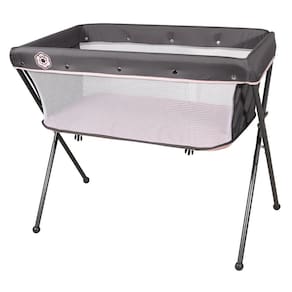 Berço Co-Leito Bari Portátil Preto Grafite Rosa - Galzerano