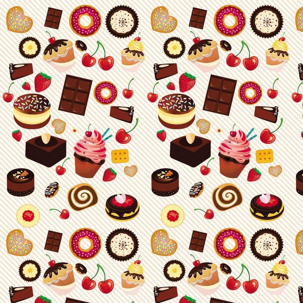 Papel Parede Doces Coloridos Chocolate Cupcake Autocolante
