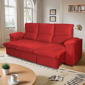 Sofá Retrátil Reclinável America 2,30m Suede Vermelho
