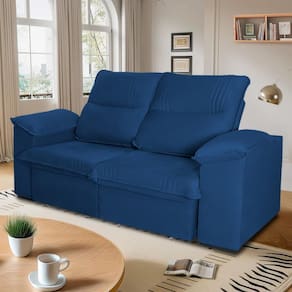 Sofá Retrátil Reclinável America 1,50m Suede Azul