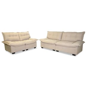 Conjunto Sofá Coliseu 3 e 2 Lugares Bouclê Bege - King House