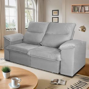 Sofá Retrátil Reclinável America 1,80m Suede Cinza