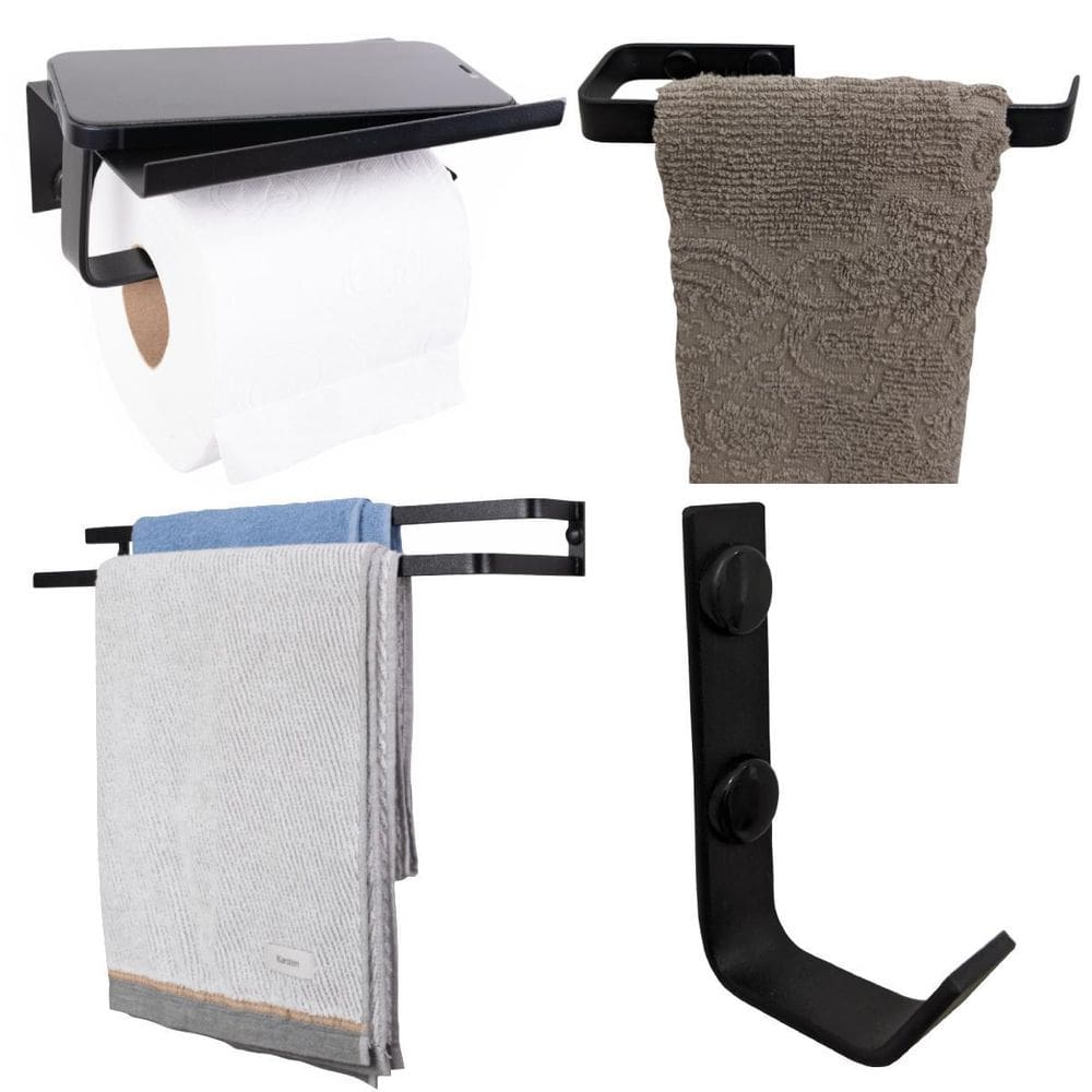 Kit Acessórios Para Banheiro Styleblack 4 Peças Preto Fosco