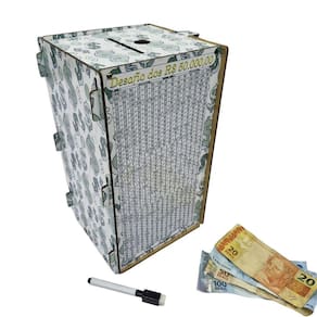 Cofre Desafio 50 Mil Guardar Junte Dinheiro Woodbox Torre Di
