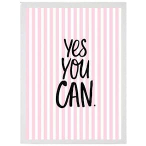 Quadro Decorativo Frase Yes You Can 33X24Cm - Madeira Branca