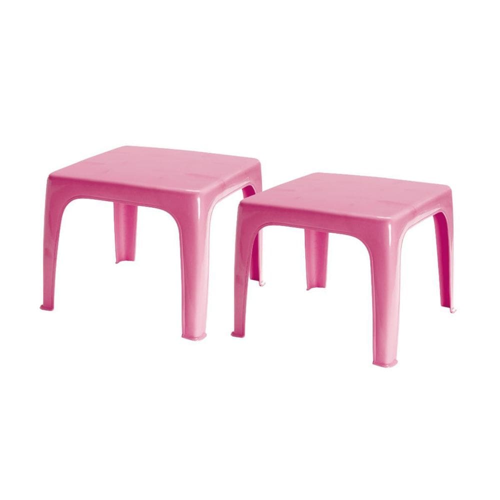 Kit 2 Mesinha Mesa Kids Infantil Rosa 46X38 Cm Plástica