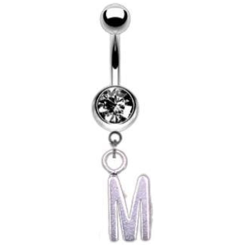 Piercing Umbigo Letra Inicial Nome Prateado