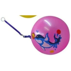 Kit 2 Bolas Borracha Poing Poing Com Cordão Mola 20Cm