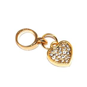 Pingente Berloque Coração Strass Delicado Folheado Ouro 18k