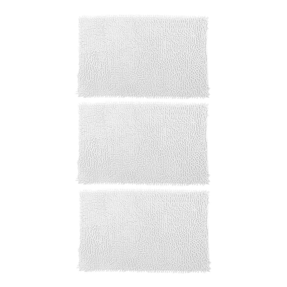Kit 03 Tapetes De Banheiro Microfibra Bolinha 58X38Cm Branco