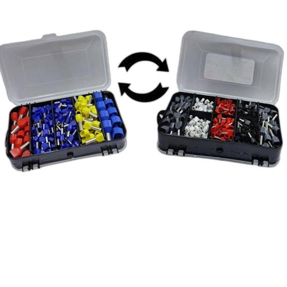 Caixa Kit Terminal Tubular Duplo Ilhós 0,5Mm A 16Mm 470Pçs