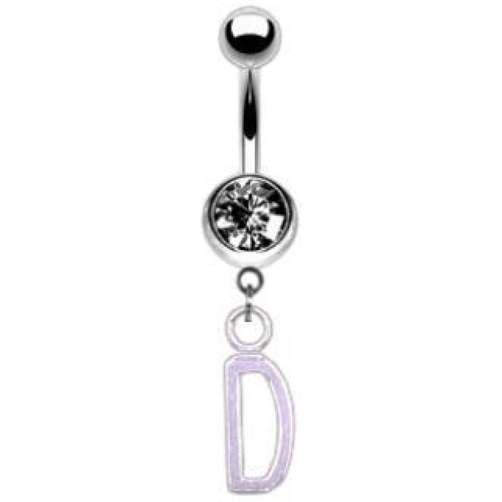 Piercing Umbigo Letra Inicial Nome Prateado