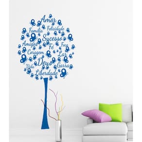 Adesivo Decorativo De Parede Arvore Frases Felicitações