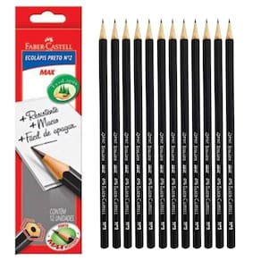 Lápis Preto Grafite Nº2 HB Max Sextavado 1205 - Caixa c/ 12 Unidades Faber Castell