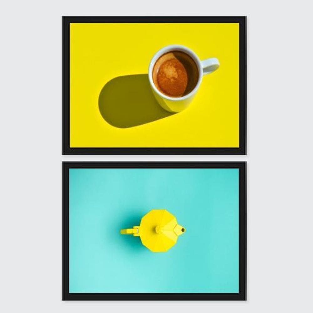 Kit Quadros Fotografias Café E Cafeteira 33X24Cm 2 Peças