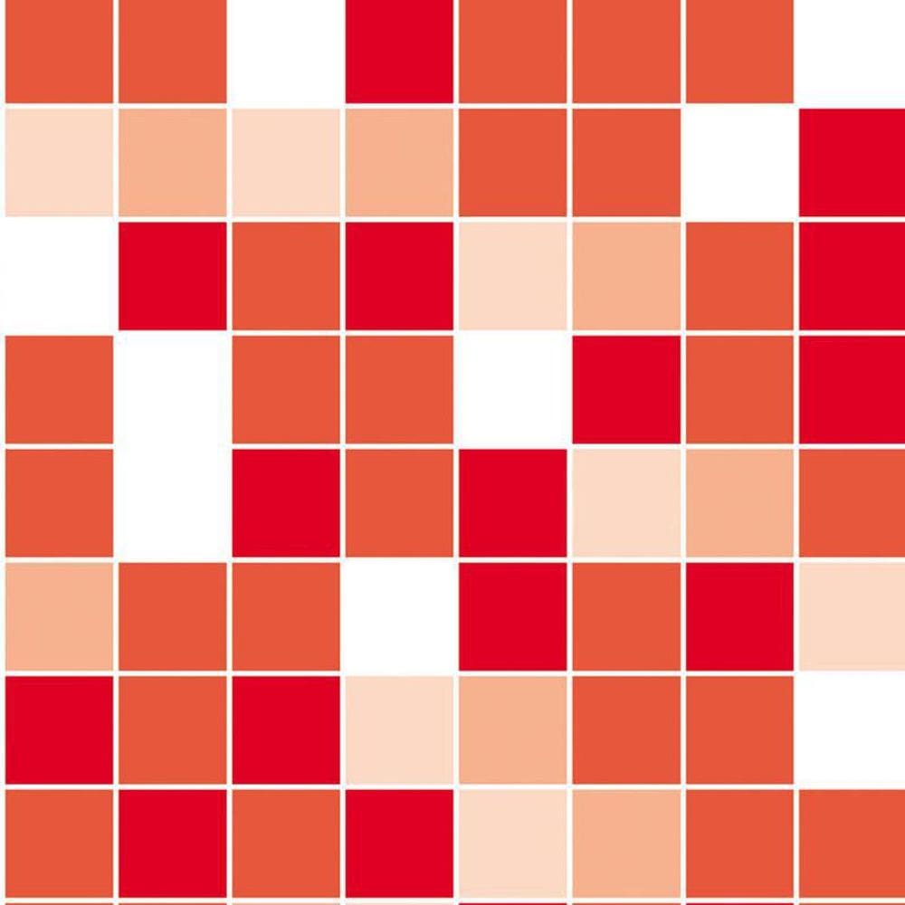 Papel De Parede Pastilhas Vemelho Branco Laranja Autocolante
