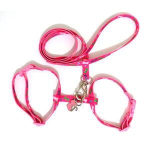 Conjunto Peitoral Pra Gatos Rosa Tam. Único 12Cm A 22Cm