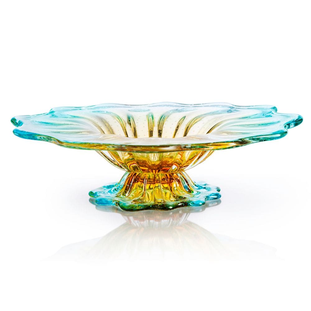 Centro Em Cristal Murano Azul  Assinado  São Marcos