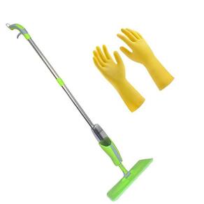 Mop Spray C Reservatório Vassoura Mágica Par De Luvas Látex