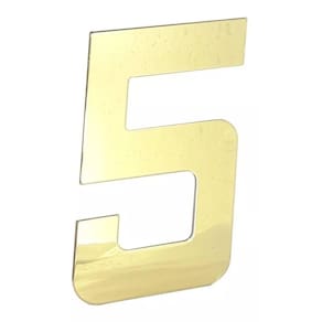 Número Residencial Em Metal Dourado Brilho Dupla Face - 5