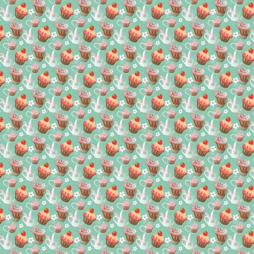 Papel Parede Verde Claro Cupcake Festa Autocolante Cozinha