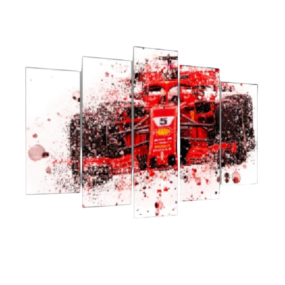 Quadro Decorativo Mosaico 5 Peças Mod283 Corrida Vermelho